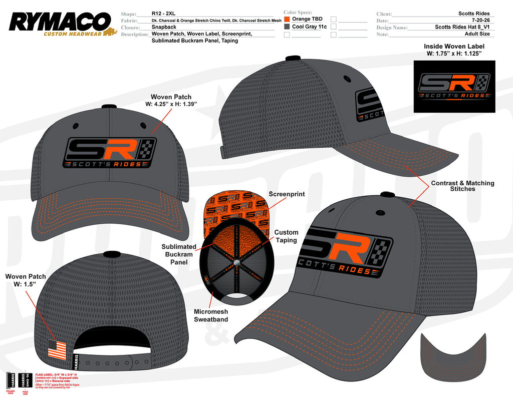 logo hat gray/orange -  Snapback - STANDARD AND XL SIZE AVAILABLE
