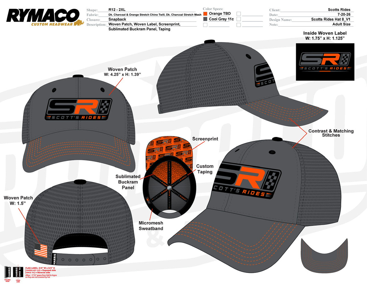 logo hat gray/orange -  Snapback - STANDARD AND XL SIZE AVAILABLE